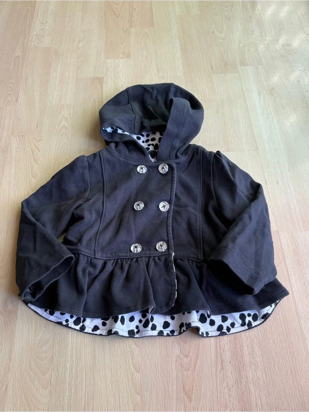 Gymboree Girls 2T 3T Fancy Dalmatians double button hooded peplum jacket jewel